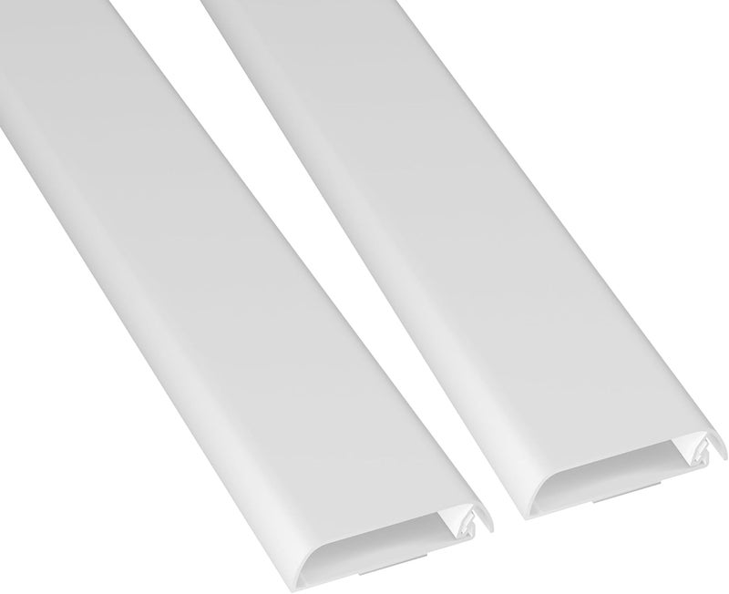 D-Line TV Wall Mount Cord Hider, Hide Mounted TV Cables, Wire Covers, Self Adhesive Cover for Cords, Paintable, Low Profile, Seamless Cable Raceway - 2X 2.36in W x 0.59in H x 15.7in L - White - Image 1